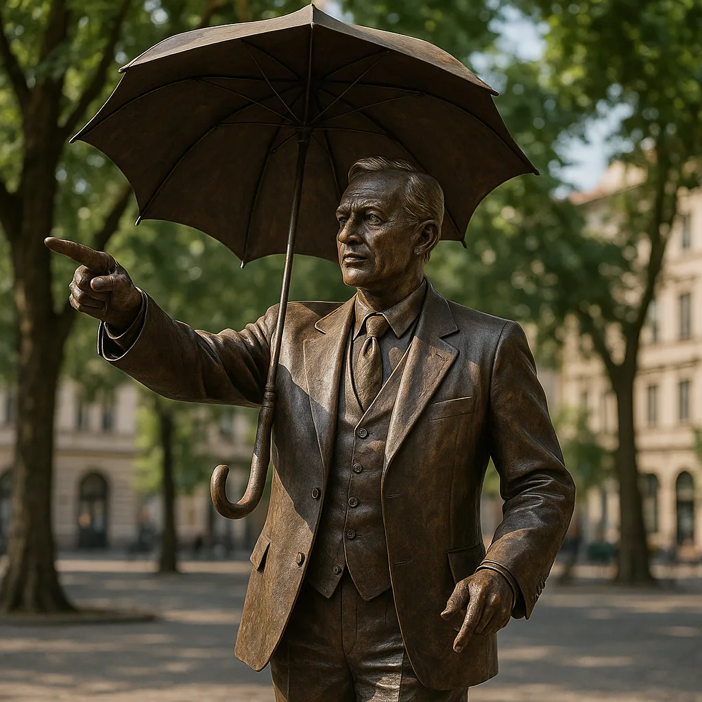 Bronze Statue of a Man in a Suit