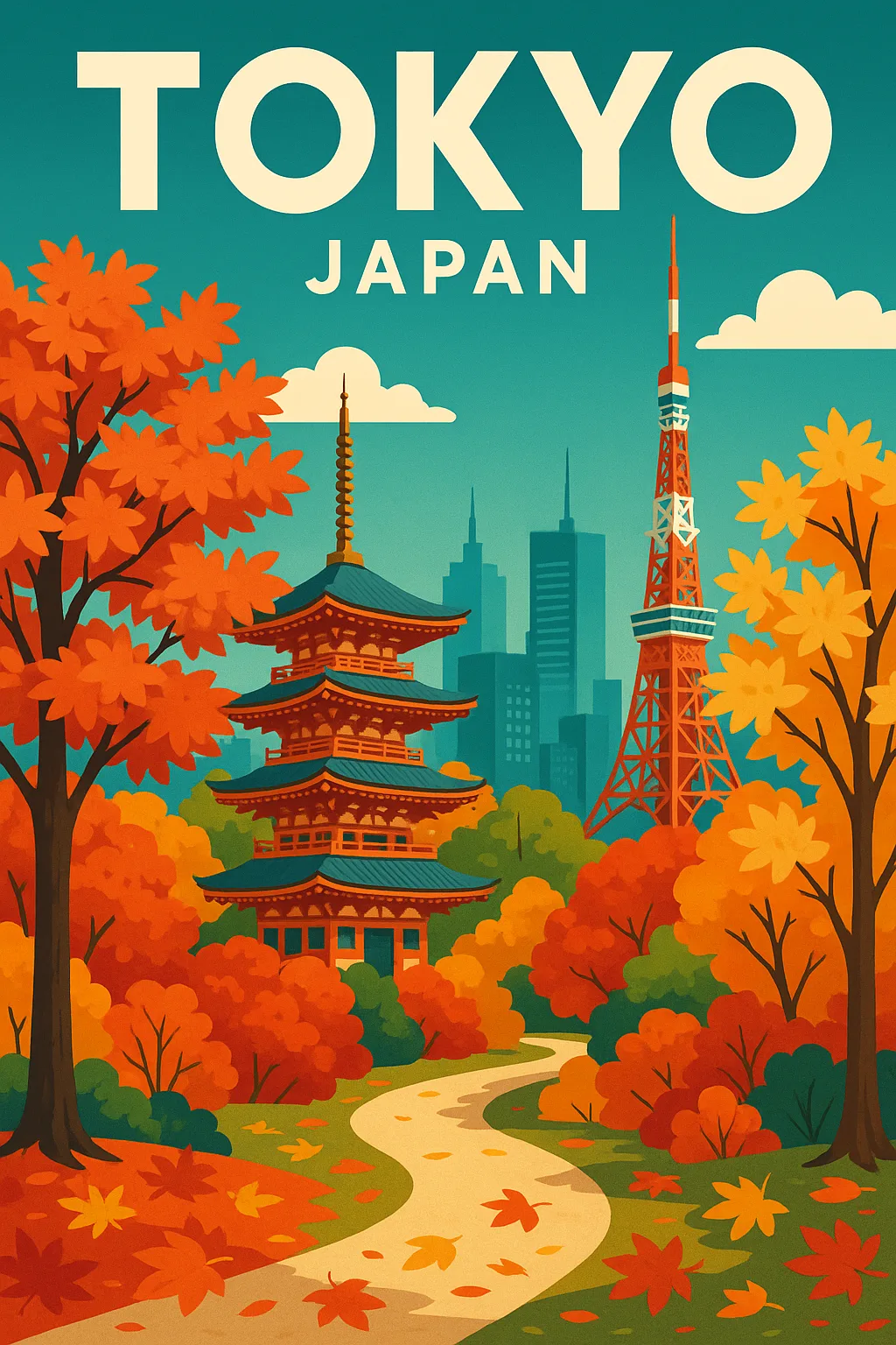 Vector Art Poster Showcasing Tokyo