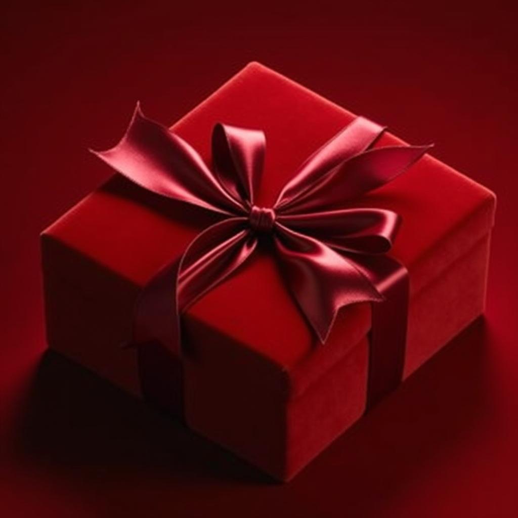 Red Velvet Gift Tied With Lustrous Silk Ribbon