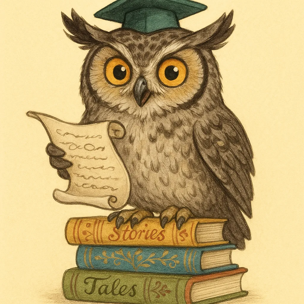 Whimsical Illustration of a Horned Owl