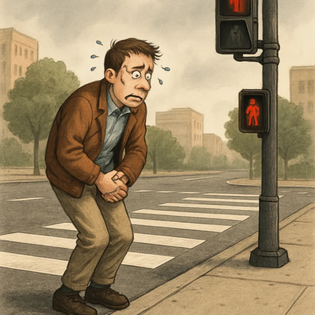Man Anxiously Moves from Foot to Foot
