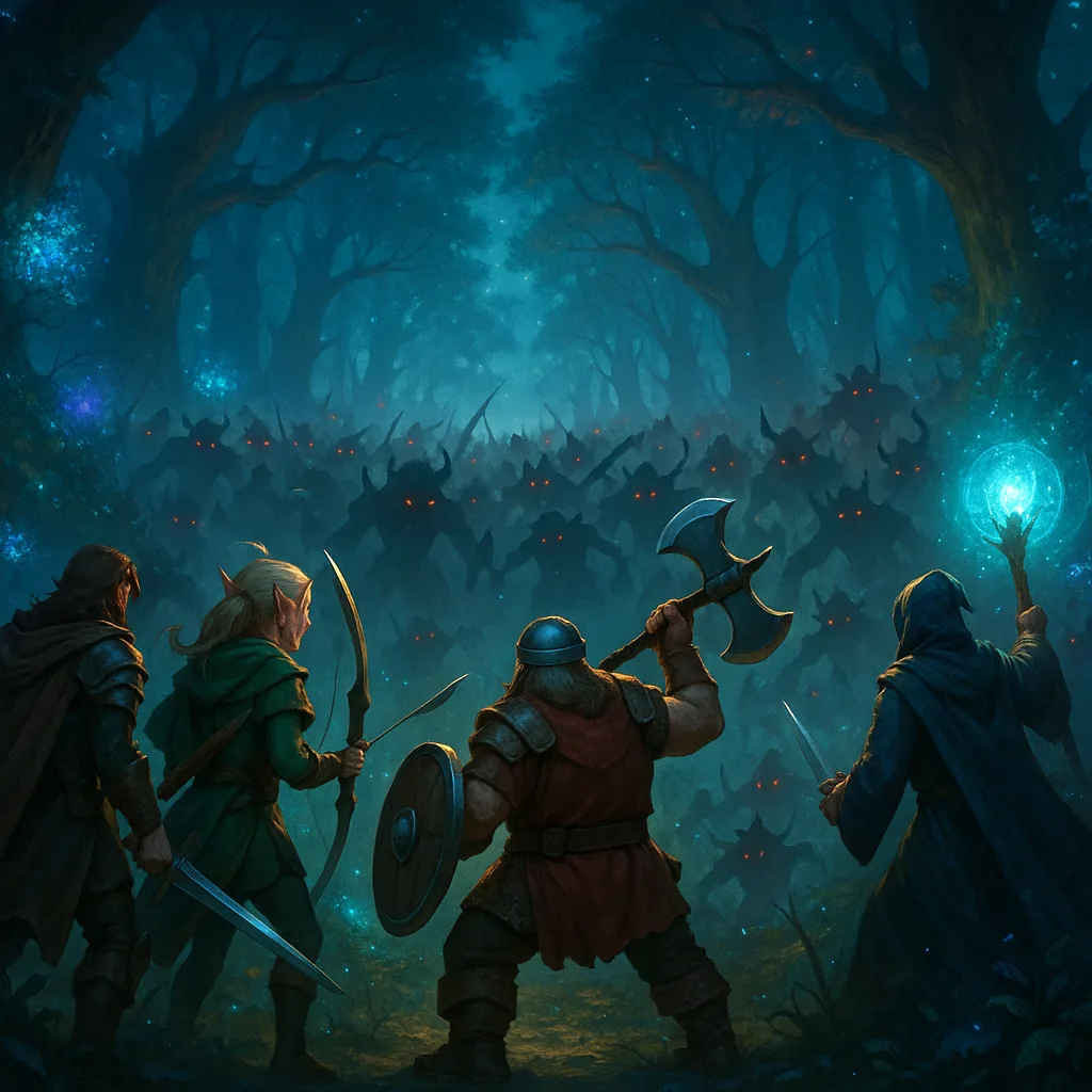 Group of Characters Prepares for Battle
