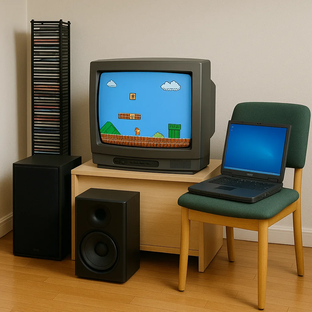 Home Entertainment Setup Featuring a CRT Television