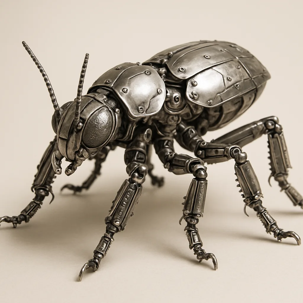 Metallic Robotic Insect with Intricate Mechanical Parts