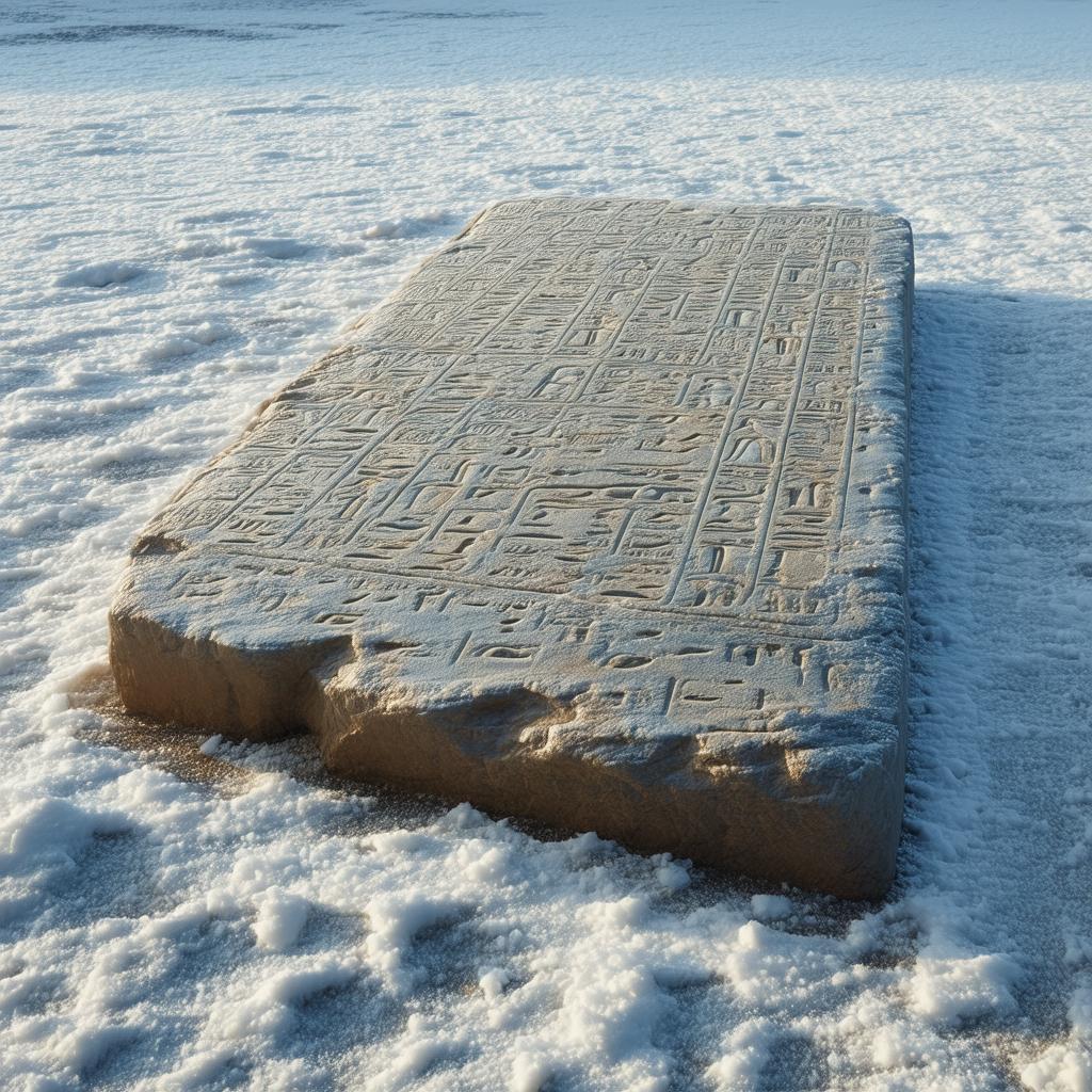 Rosetta Stone Resting in a Snowy Golden Landscape