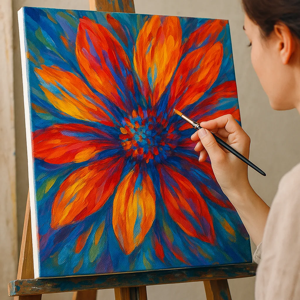 Artist Gently Adds the Final Touches to a Vibrant Masterpiece