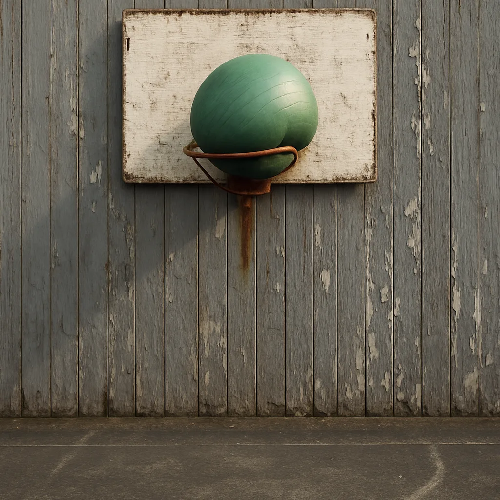 Rusty Basketball Hoop Missing its Net