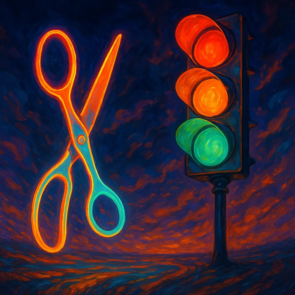 Compose a Strikingly Surreal Image That Includes Radiant Scissors
