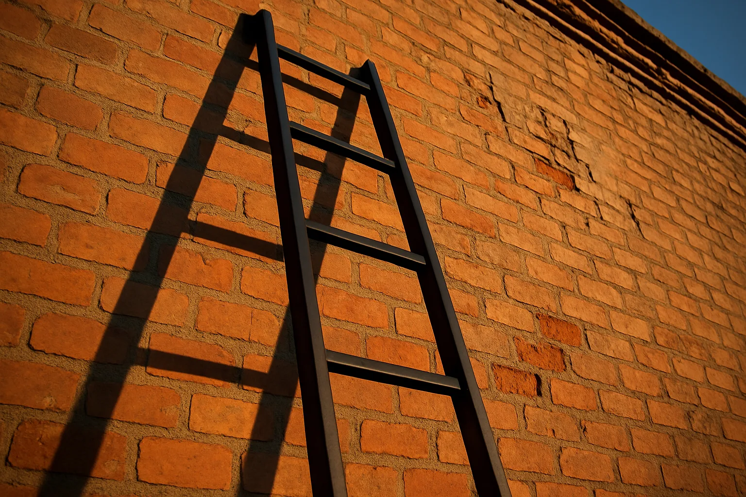 Tall Black Ladder with Three Steps