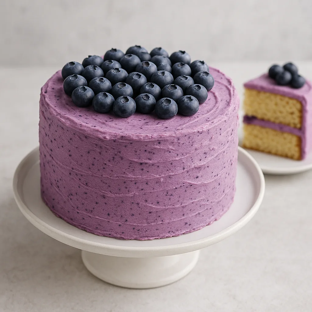 Two-layer Cake Decorated with Purple Blueberry