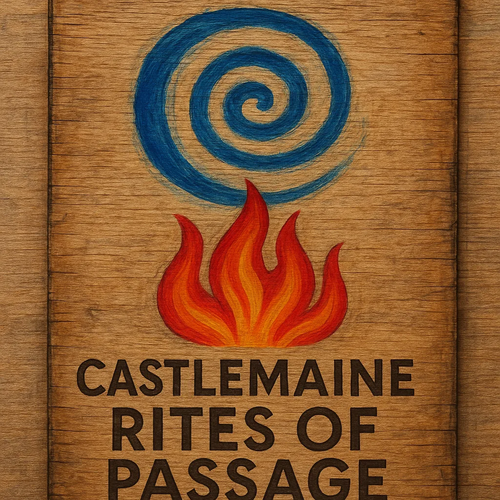Wooden Panel Featuring a Painted Swirling Blue Spiral
