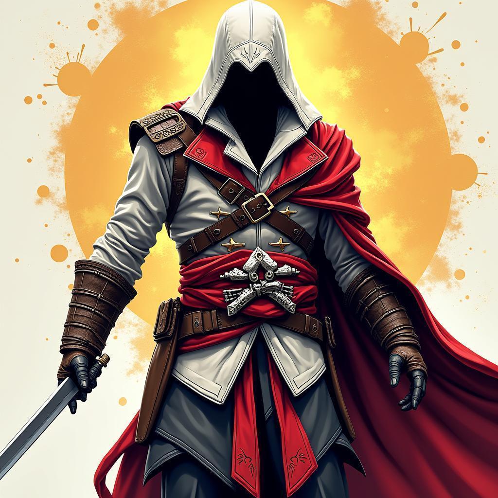 Spanish Assassins Creed Hero in Bold Advertising Style