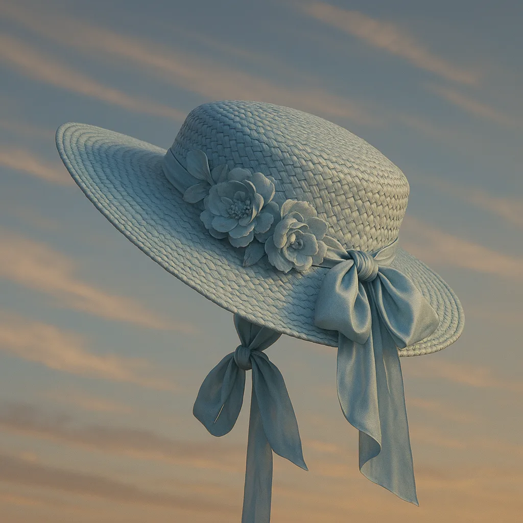 Single Sky Blue Woven Straw Bonnet