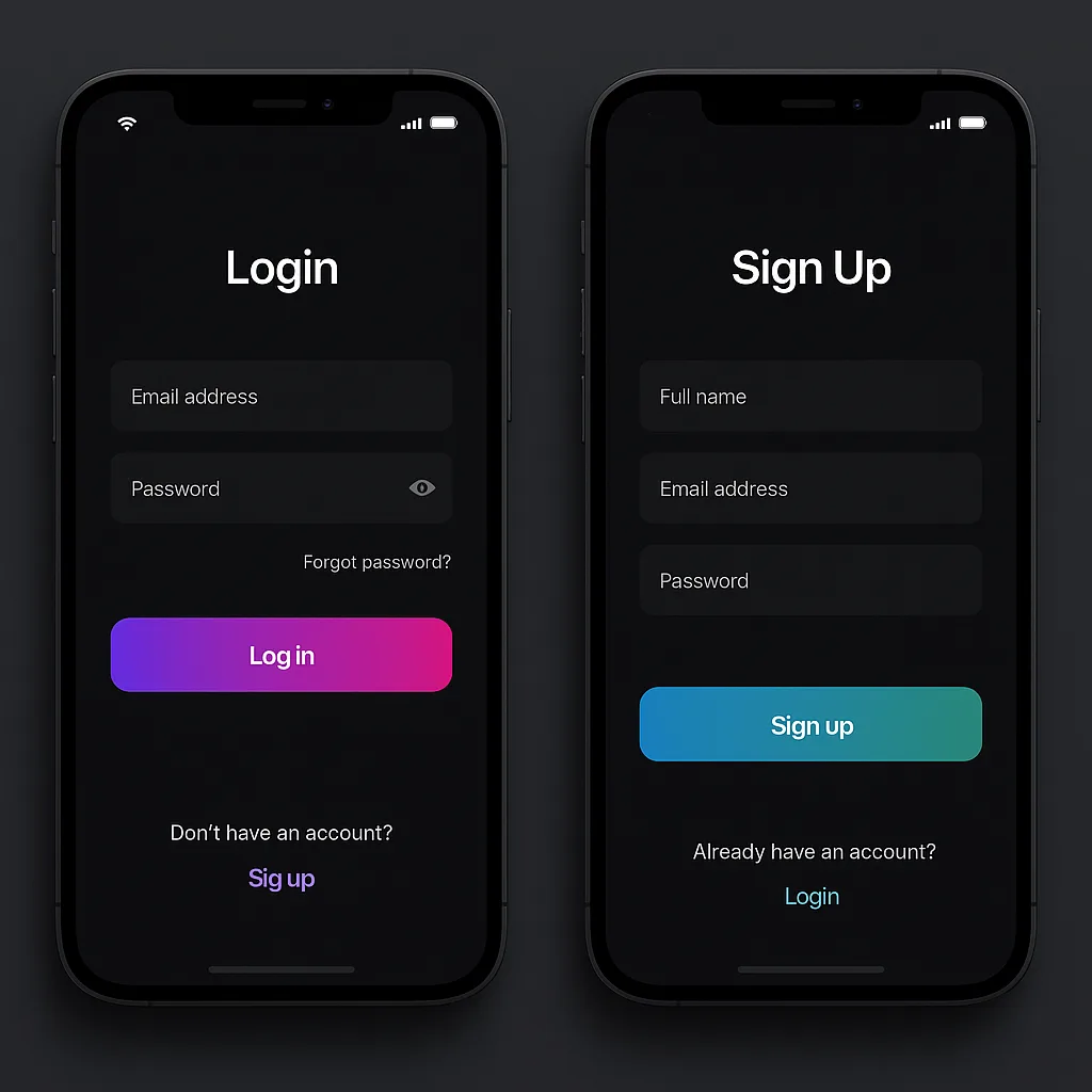 Set of Mobile App Login