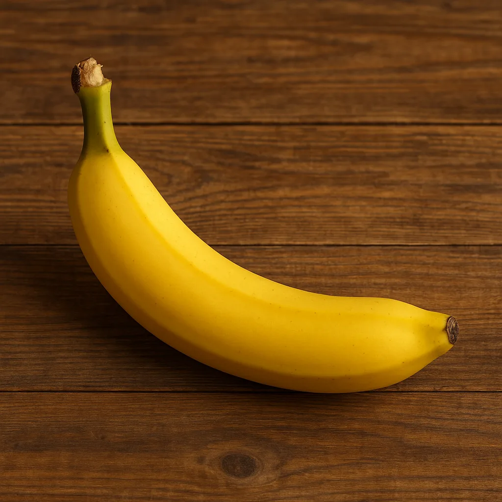 Wooden Table with a Ripe Banana