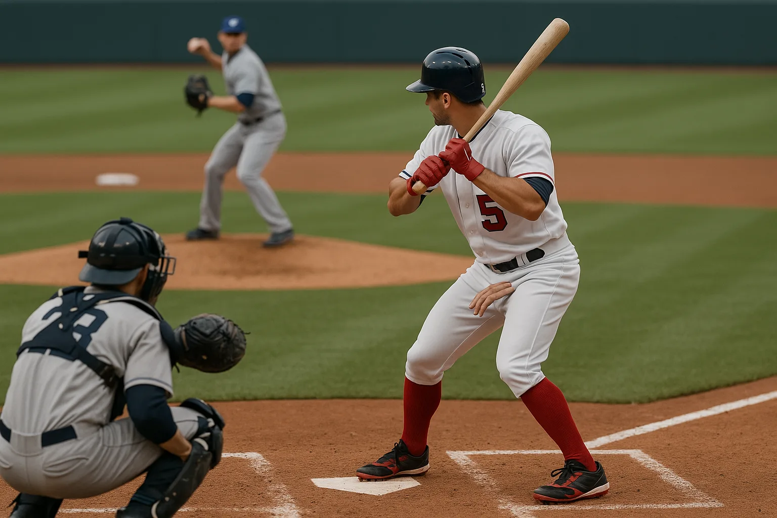 Scene from a Baseball Game Showing a Batter