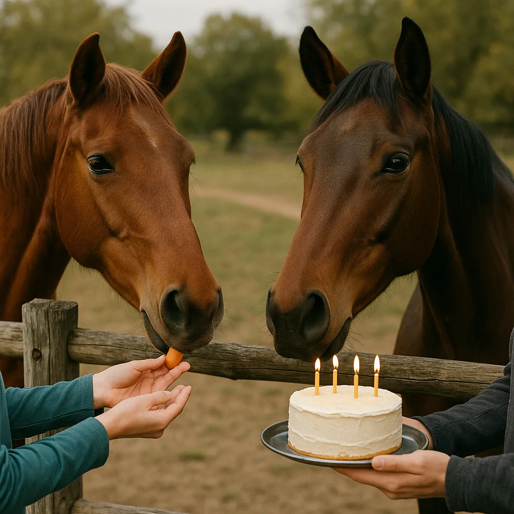 Two Horses Stand near a Fence