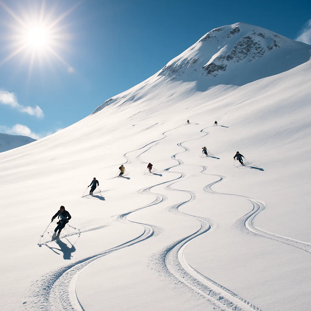 Handful of Distant Skiers Carve Fresh Tracks Down a Vast
