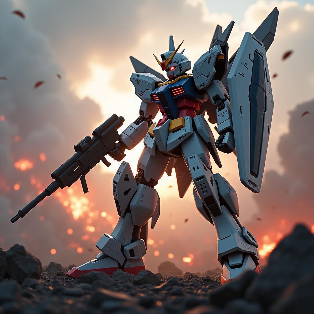 Gundam Clash on a War Torn Battlefield