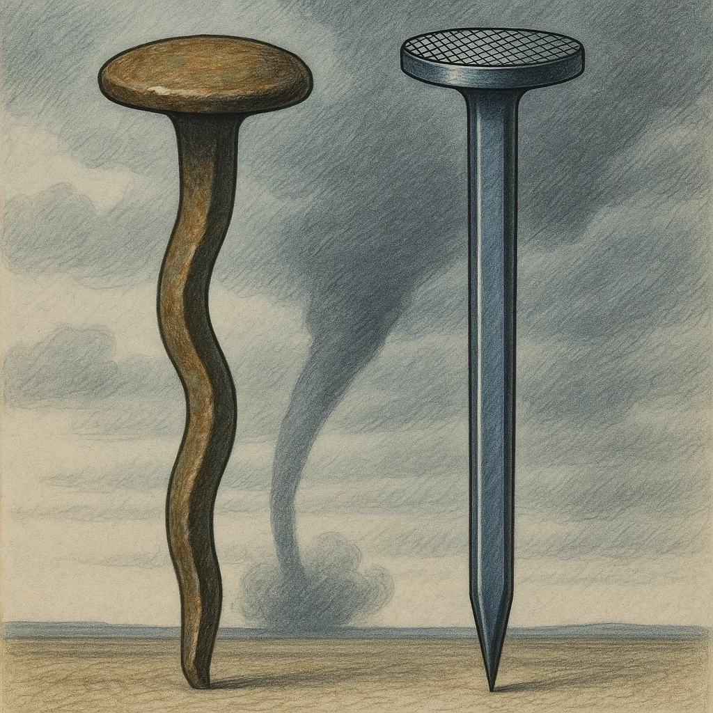 Two Distinct Nails—one Bearing an S-curved Shank