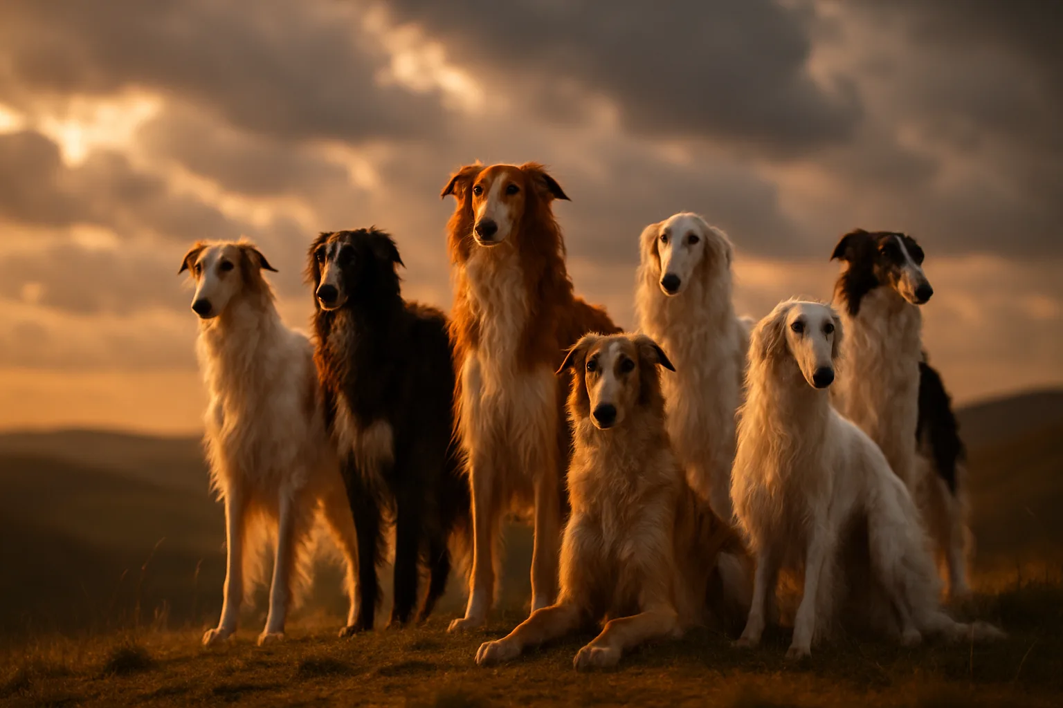 Seven Diverse Borzoi