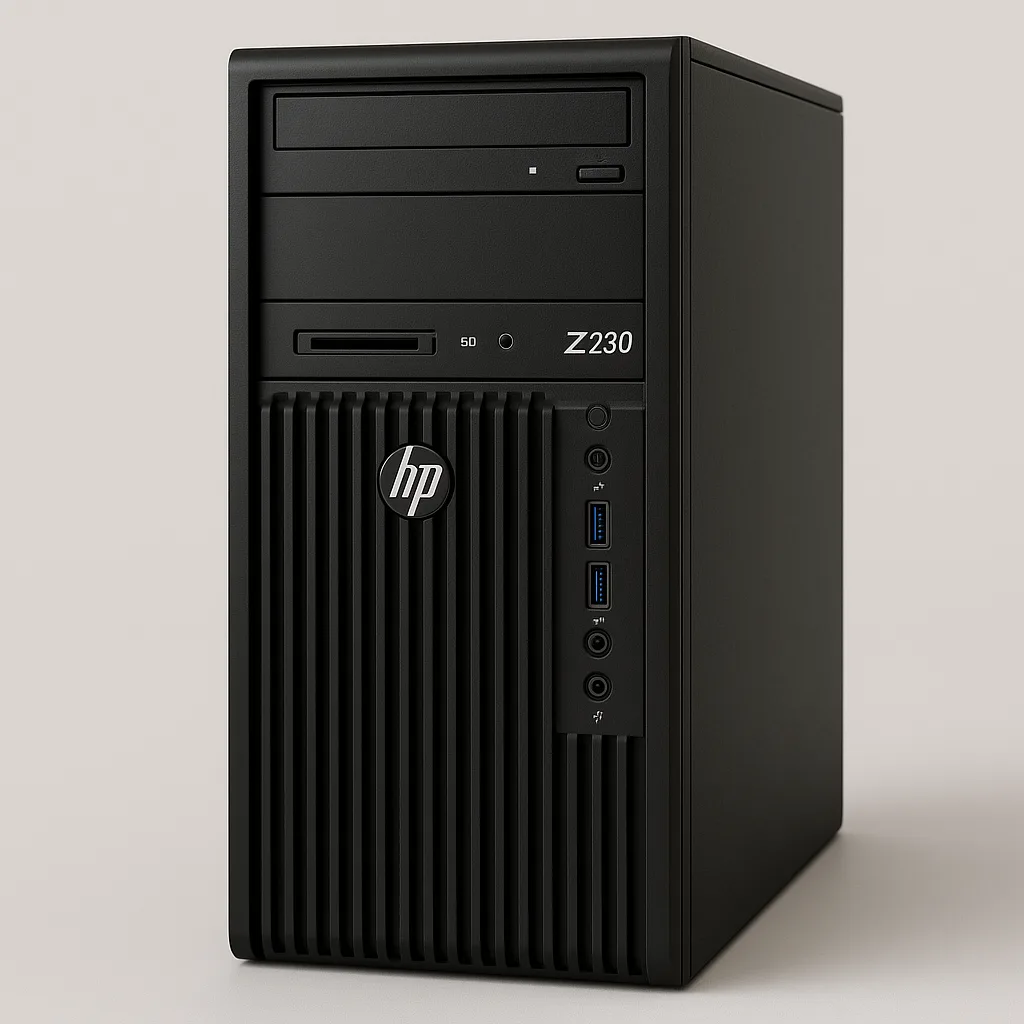 Black HP Z230 Desktop Tower with Front-facing Ports