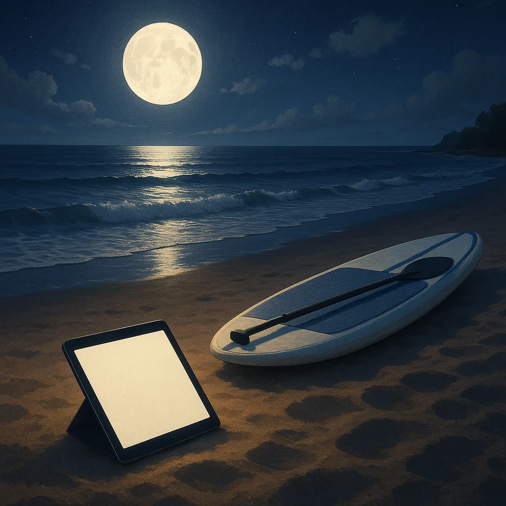 Serene and Fulfilling Atmosphere with a Nighttime Beach