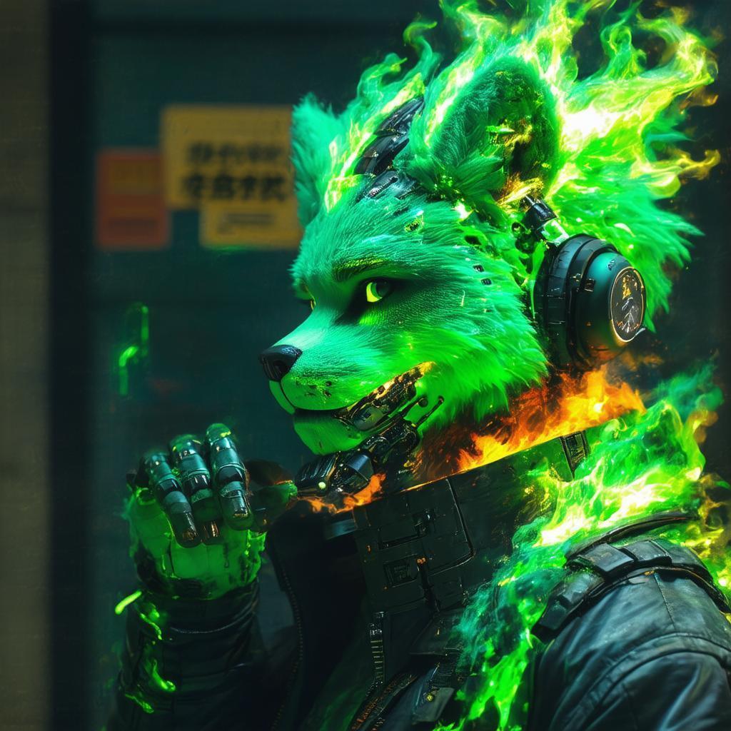 Cyberpunk Street Goon With Lava and Fire Body