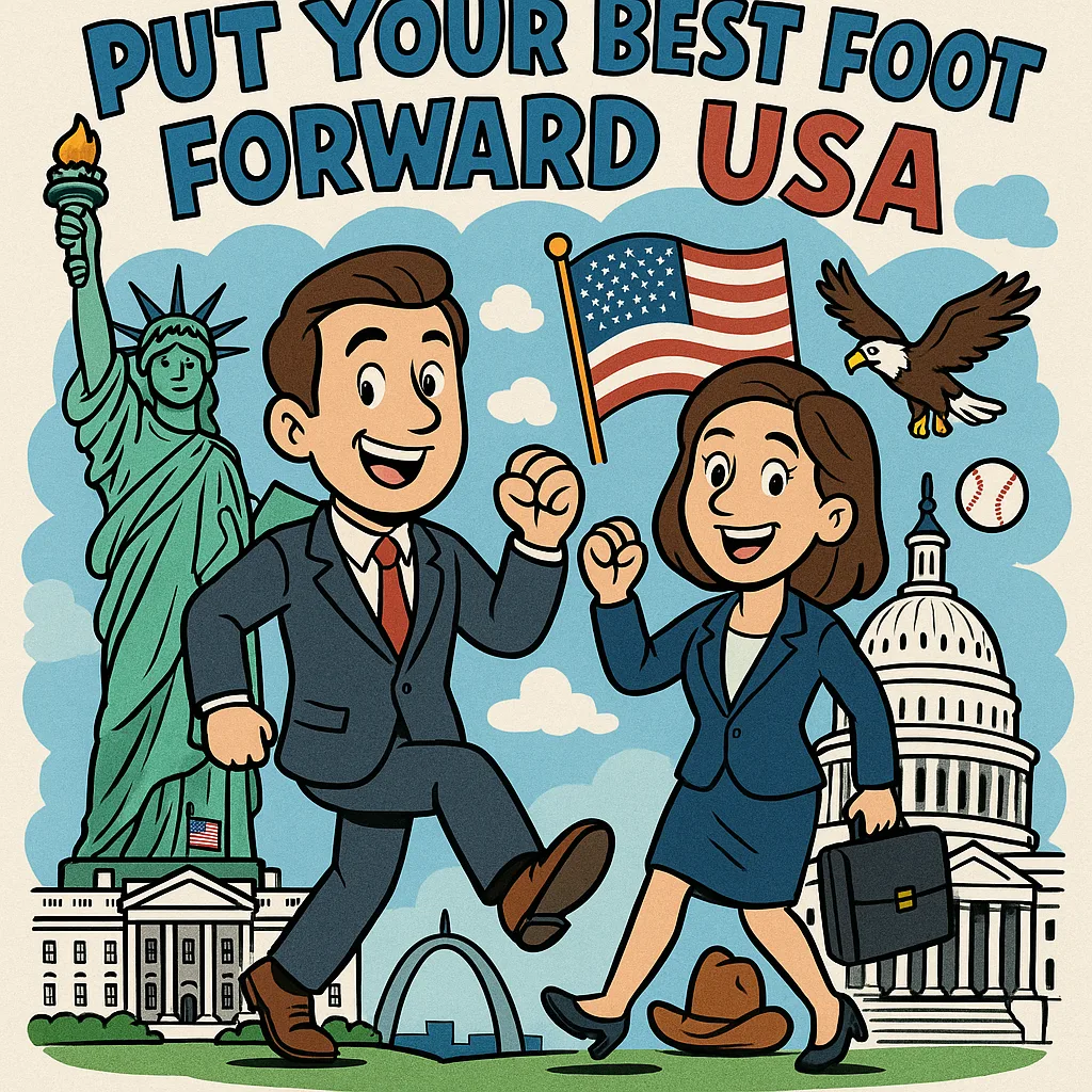 Cartoon Illustration of a Businessman and Businesswoman
