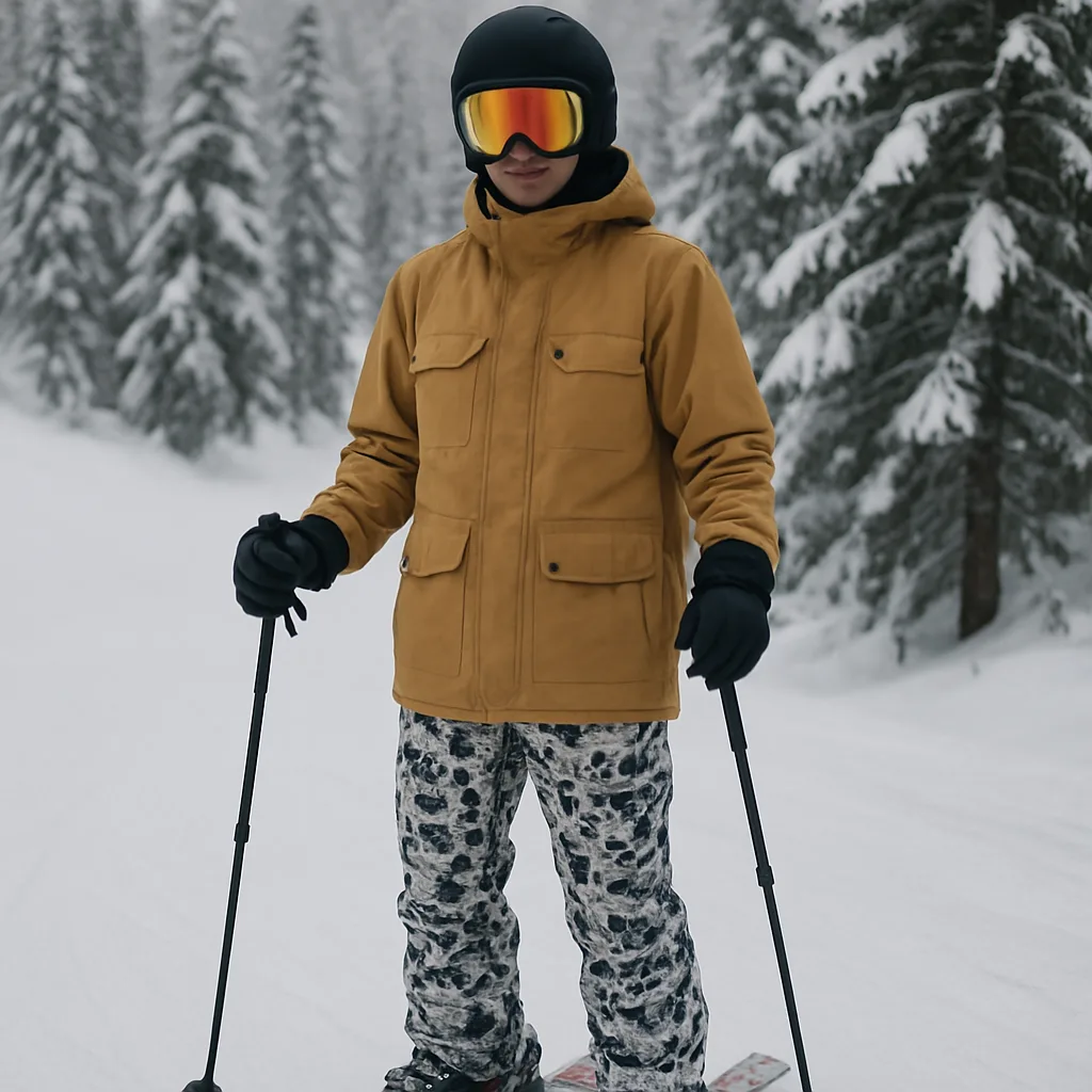 Skier in a Tan Jacket