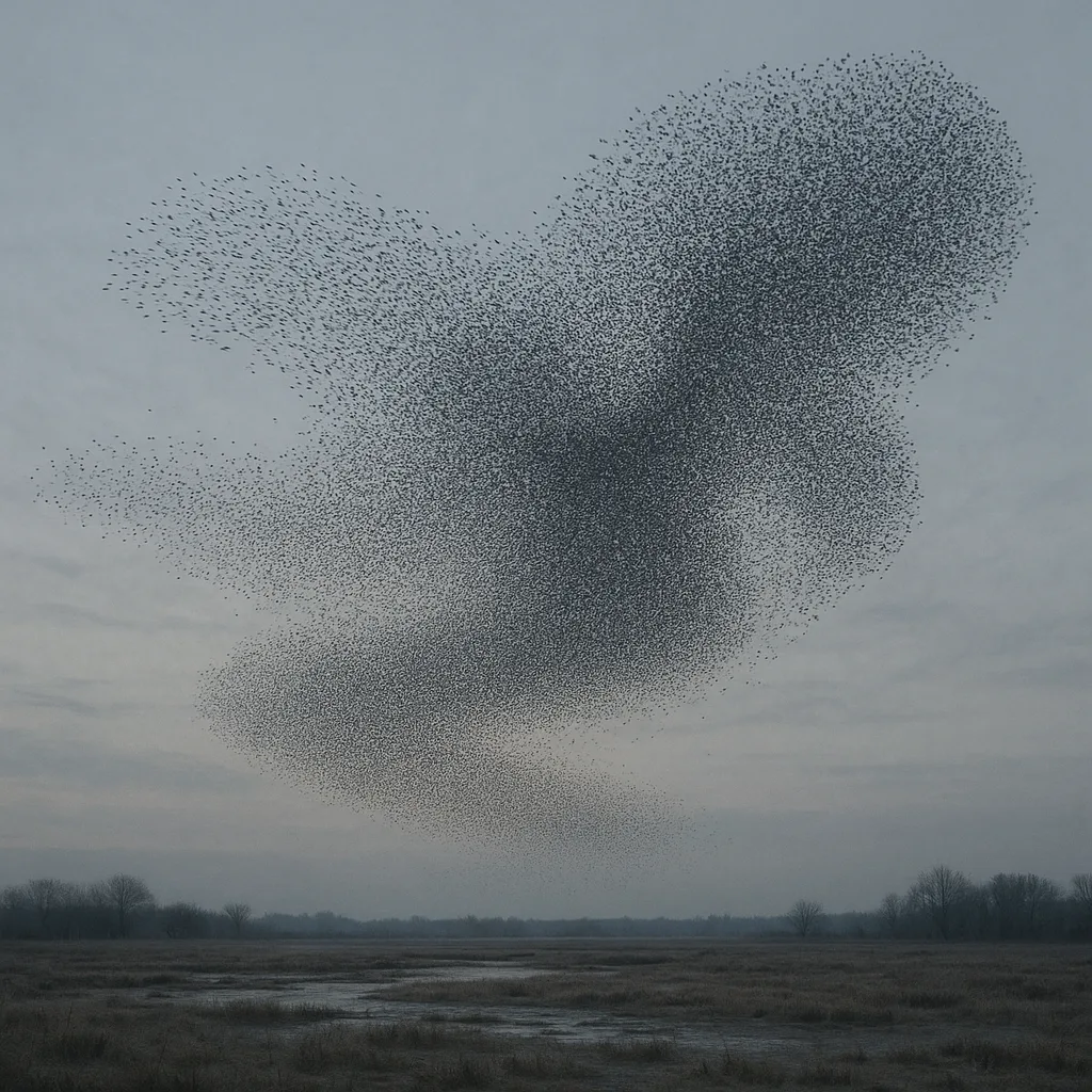 Vast Murmuration of Starlings Forms Dynamic