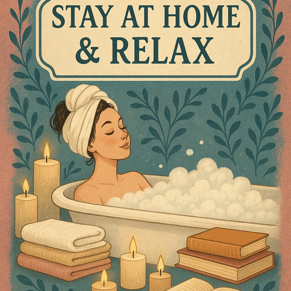 Woman Relaxing in a Bathtub Surrounded by Candles