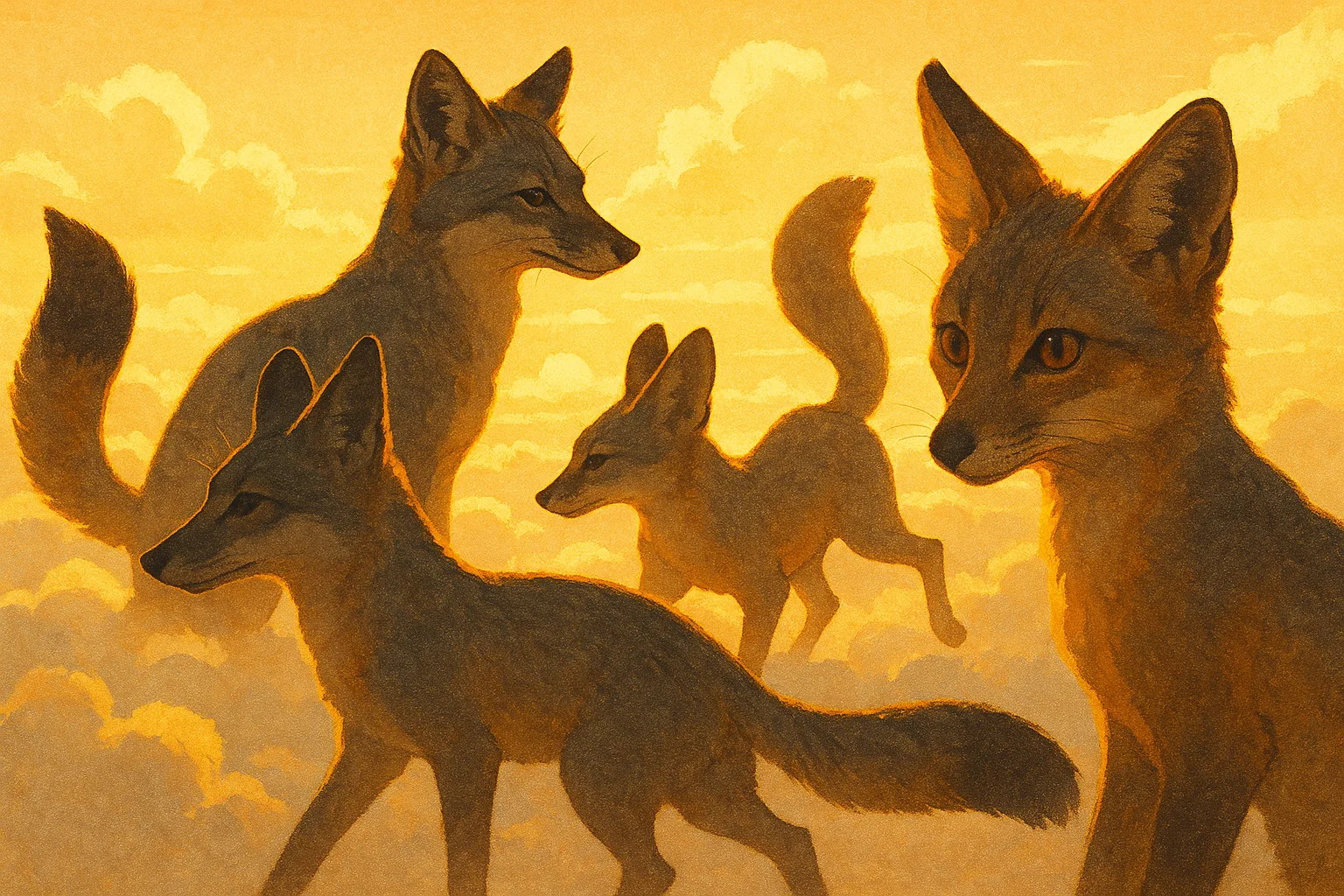 Four Distinctly Characterized Grey Foxes