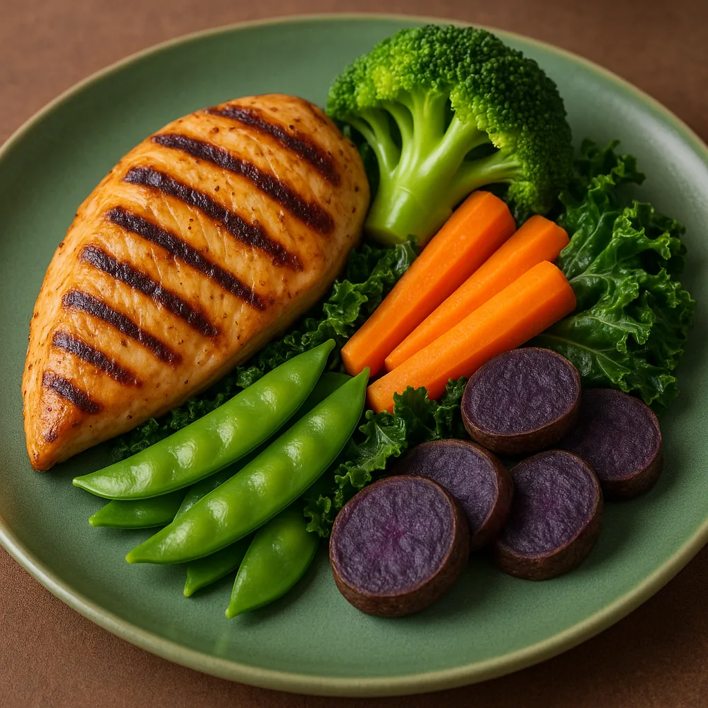 Grilled Chicken Breast Served with Steamed Broccoli