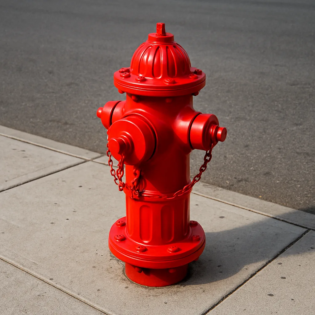 Vivid Red Fire Hydrant Positioned on a Walkway