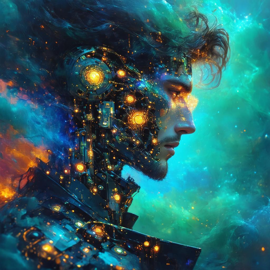 Machine Faced Dreamer Adrift in Metaverse Whirlwind