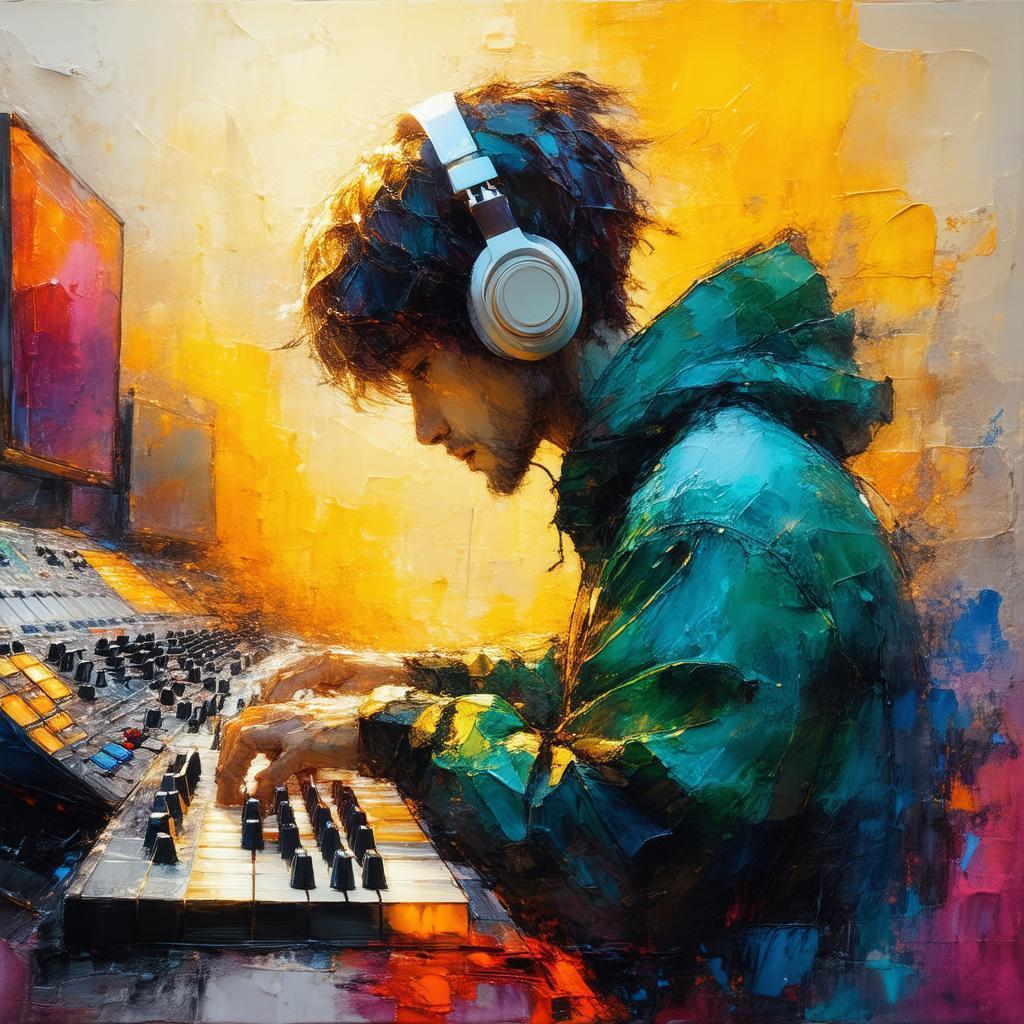 Encaustic Anime Music Producer in Waxen Studio Light