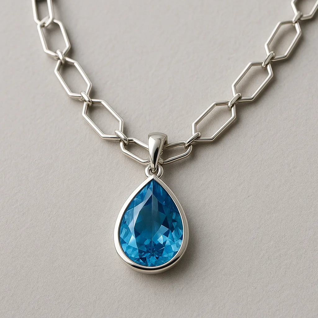Pendant Shaped Like a Pear Paired with a Necklace
