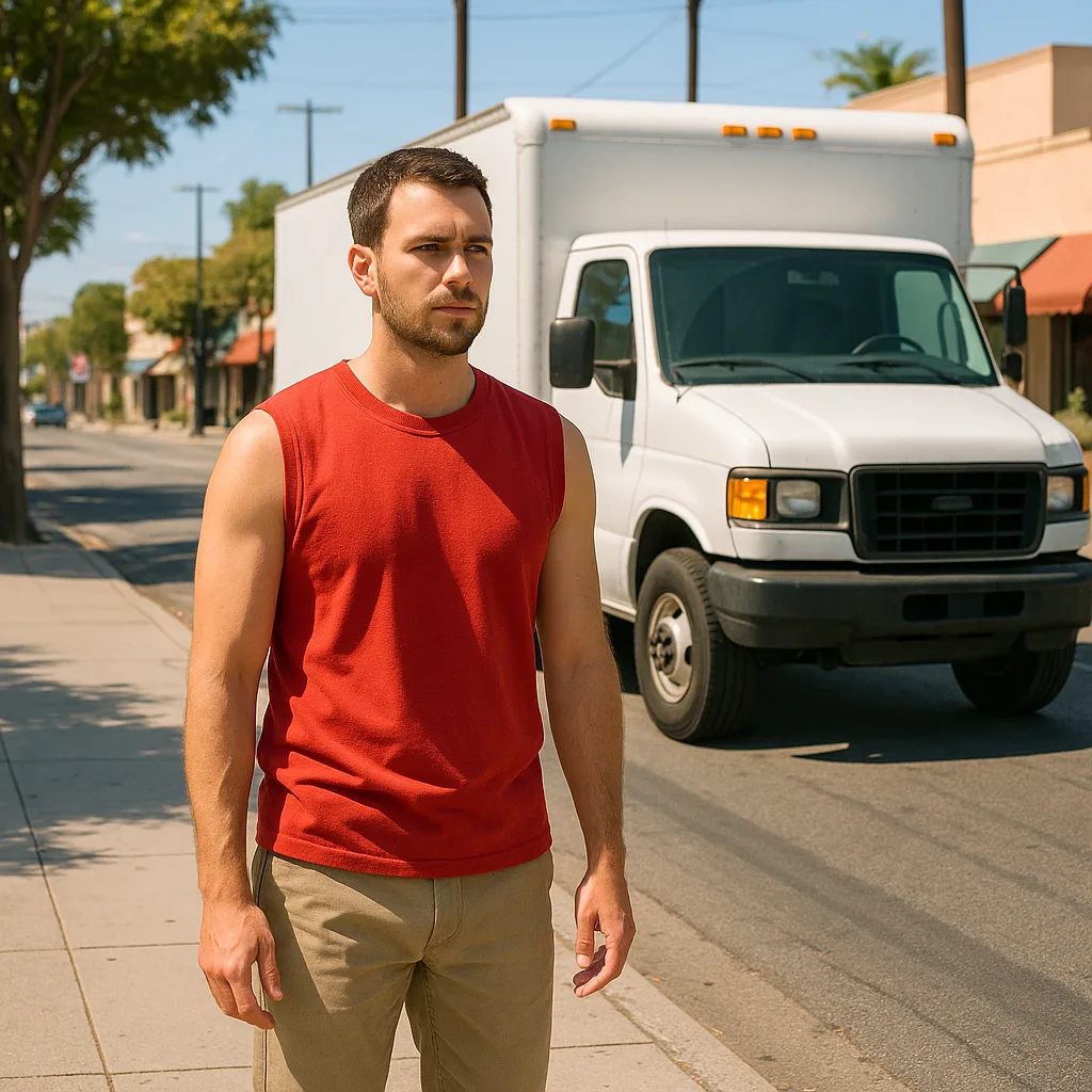 Man in a Red Sleeveless Shirt