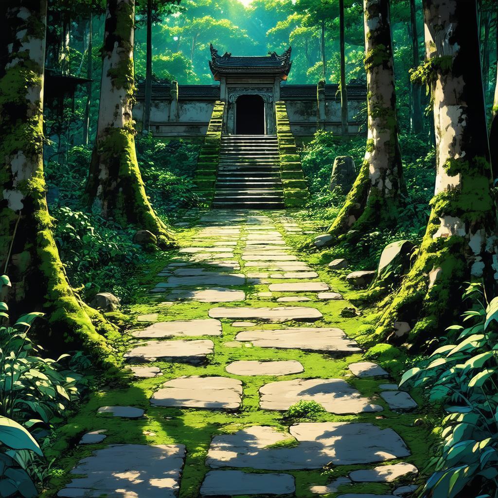 Mossy Path to an Abandoned Ghibli Temple