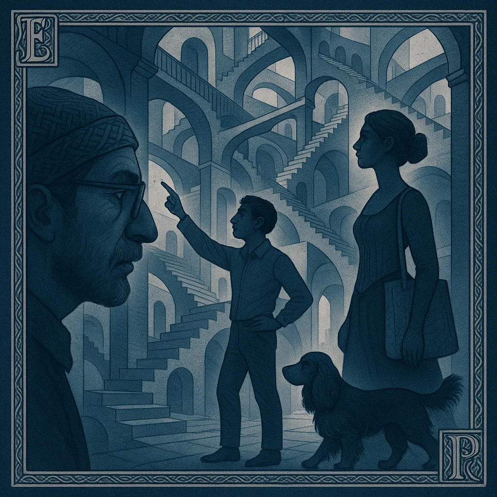 Educator Figure in a Subtly Knotwork-patterned Beanie