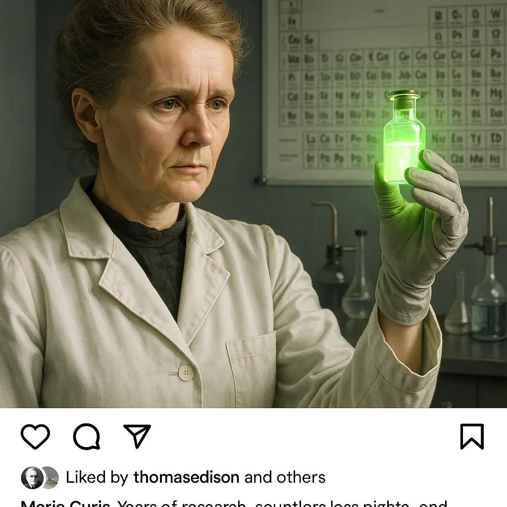 Marie Curie Appears in a Hyper-realistic Instagram Post