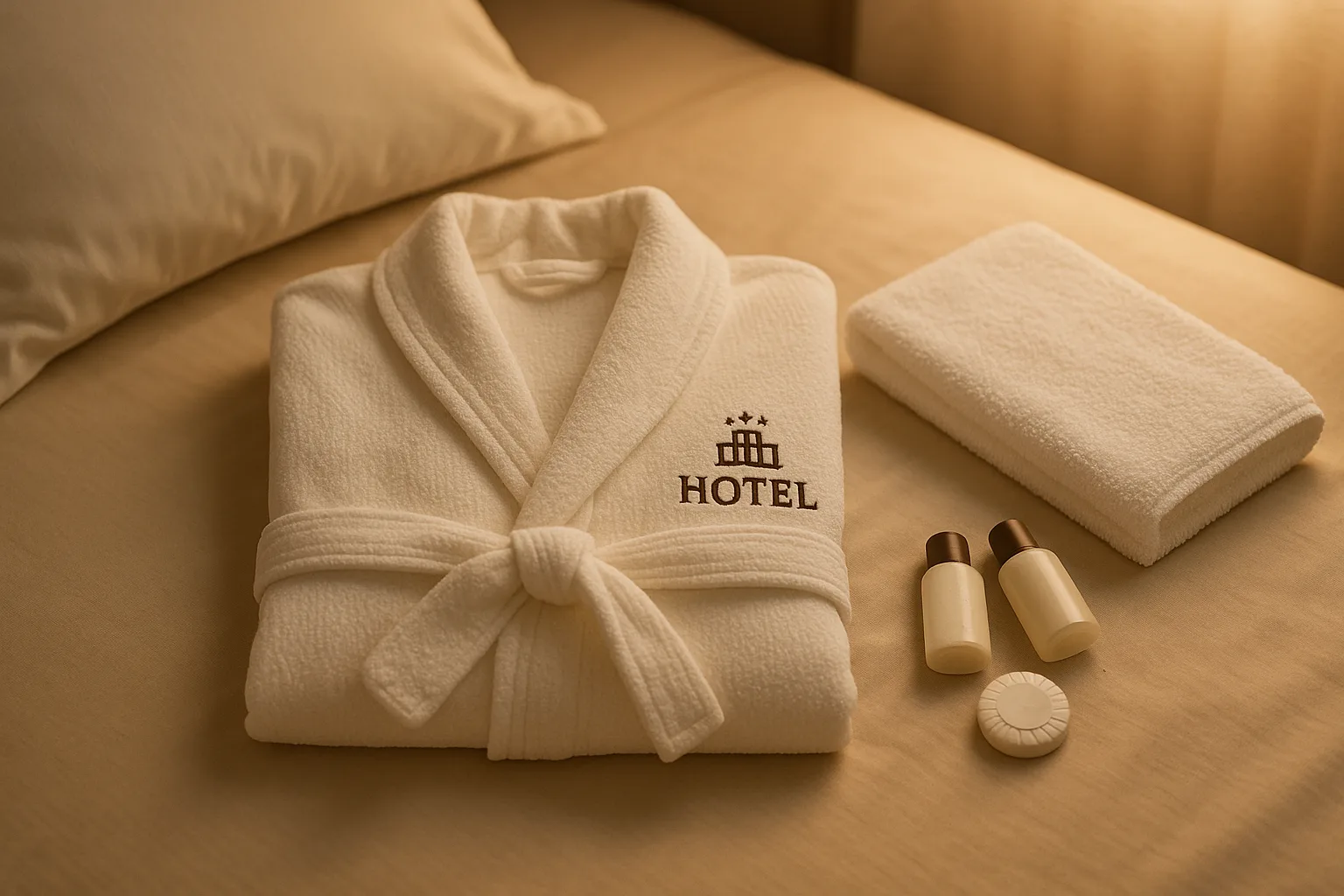 Folded Hotel Robe with Embroidered Logo