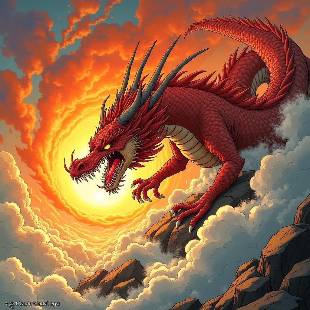 Fire Dragon Roaring in Toriyama Manga Action