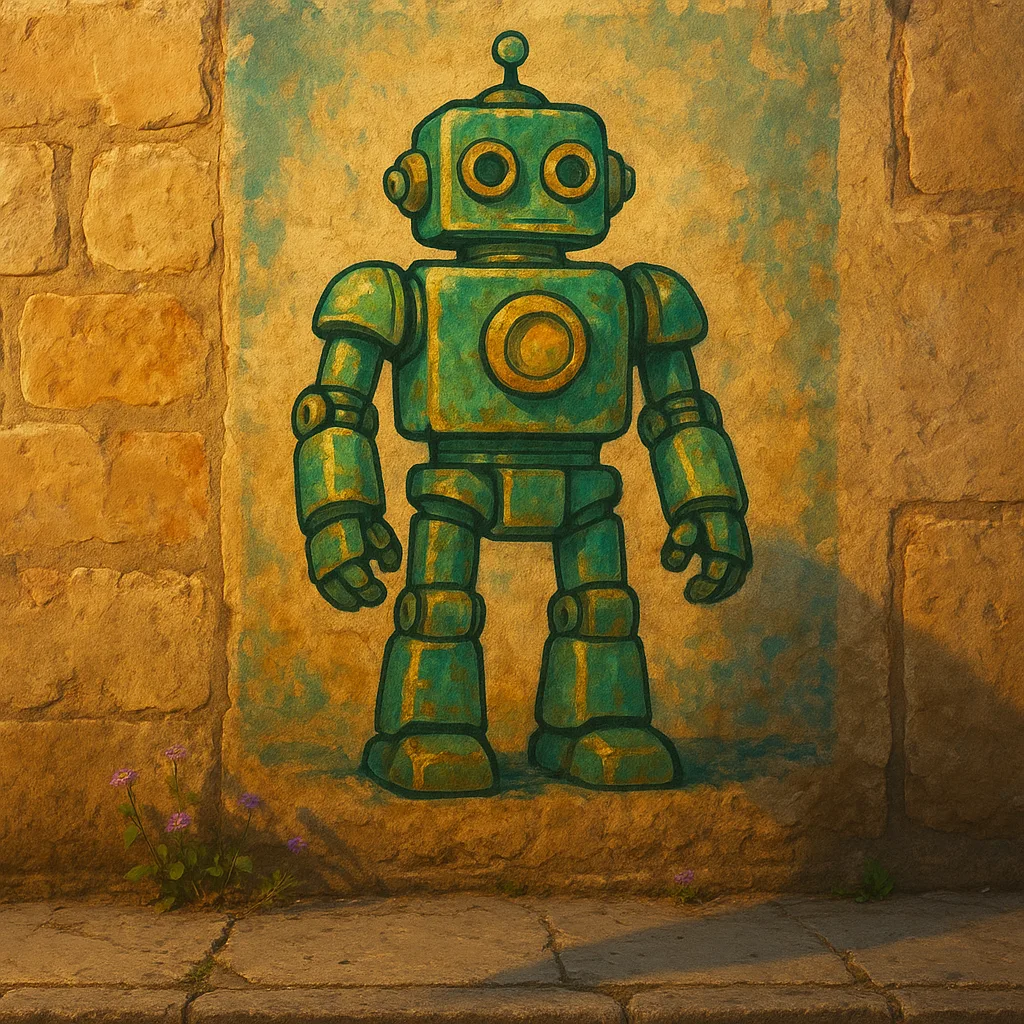 Vibrant Mural Depicting a Robot