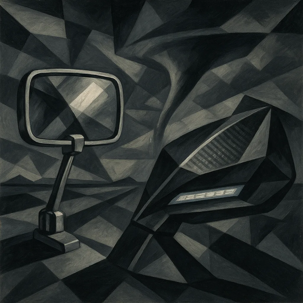 Gleaming Chrome-plated Metal Car Mirror of Classic Rounded Rectangle Design