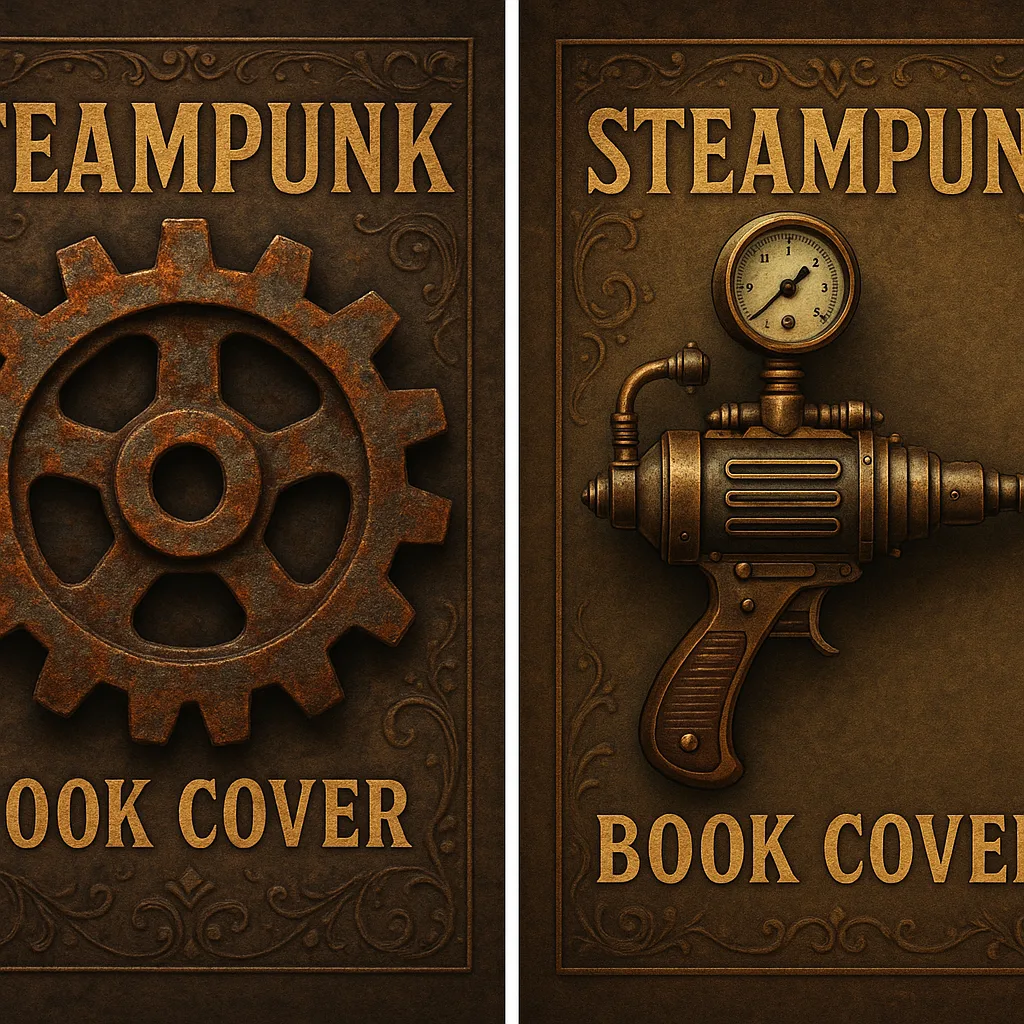 Two Book Covers with Steampunk-themed Designs