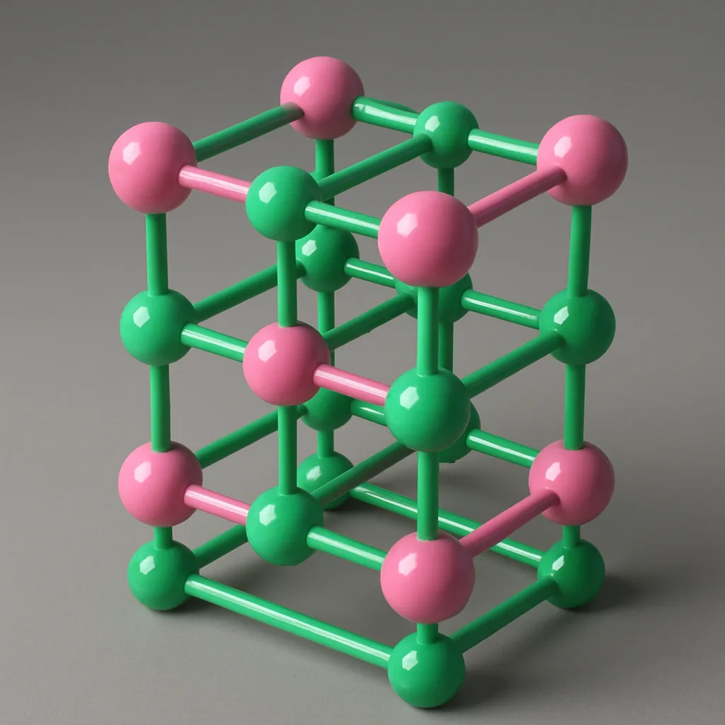 3D Representation of a Crystal Lattice Structure Featuring Pink