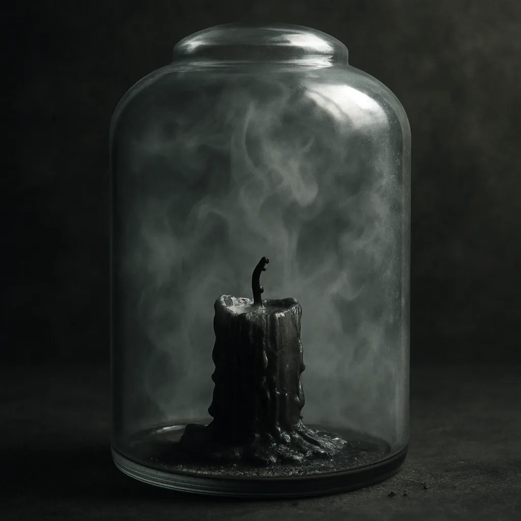 Burned-down Candle Remnant Enclosed Within a Sealed Glass Vessel
