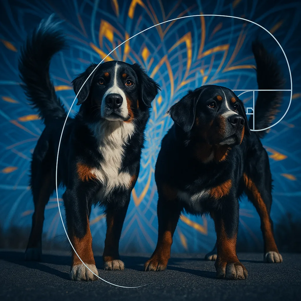 Two Bernese Mountain Dogs—the First Possessing an Intelligent Gaze